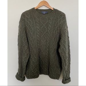J.Crew Handknit Fisherman Sweater in Mossy Green